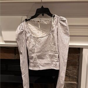 FP Movement by Free People Blue and White Striped Blouse